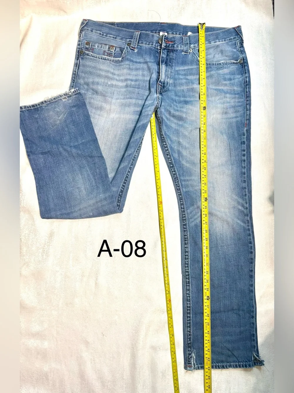 True Religion Rickie Straight Men's Light Blue Slim Straight Jeans Size 42